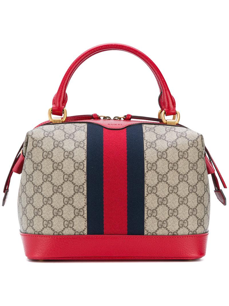 Gucci Canvas Gg Supreme Tote Bag in Red - Lyst