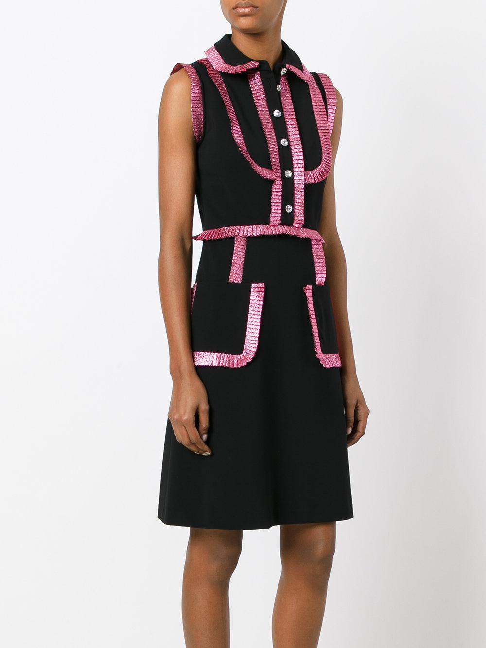 Gucci Silk Black \u0026 Pink Shirt Dress | Lyst