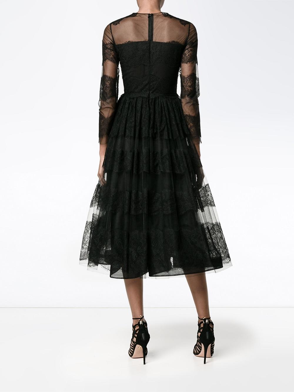 Valentino Sheer Lace Dress in Black | Lyst