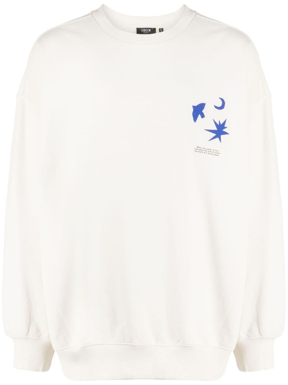 FIVE CM Graphic-print Cotton Sweatshirt in White for Men | Lyst