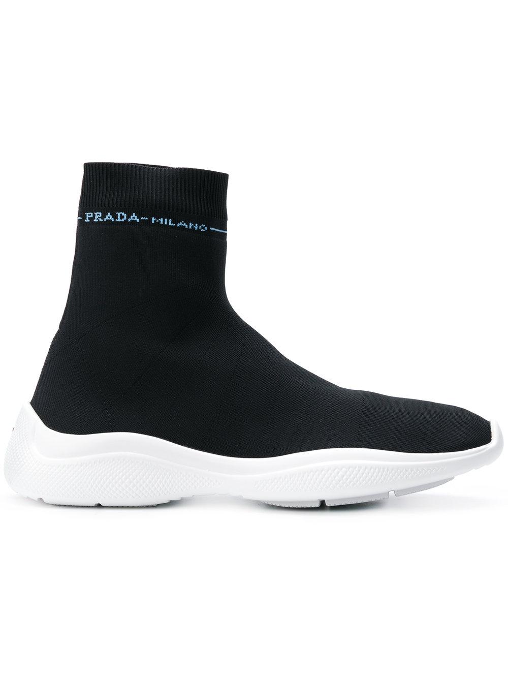 Prada Rubber Sock Sneakers in Black - Lyst