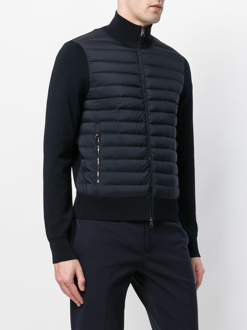 Moncler Synthetic Padded Front Cardigan in Black for Men - Lyst