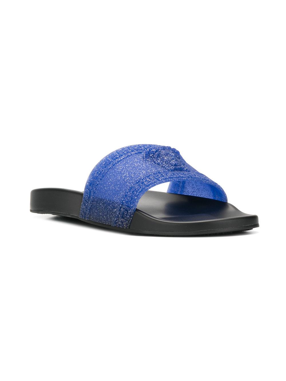 versace glitter slides