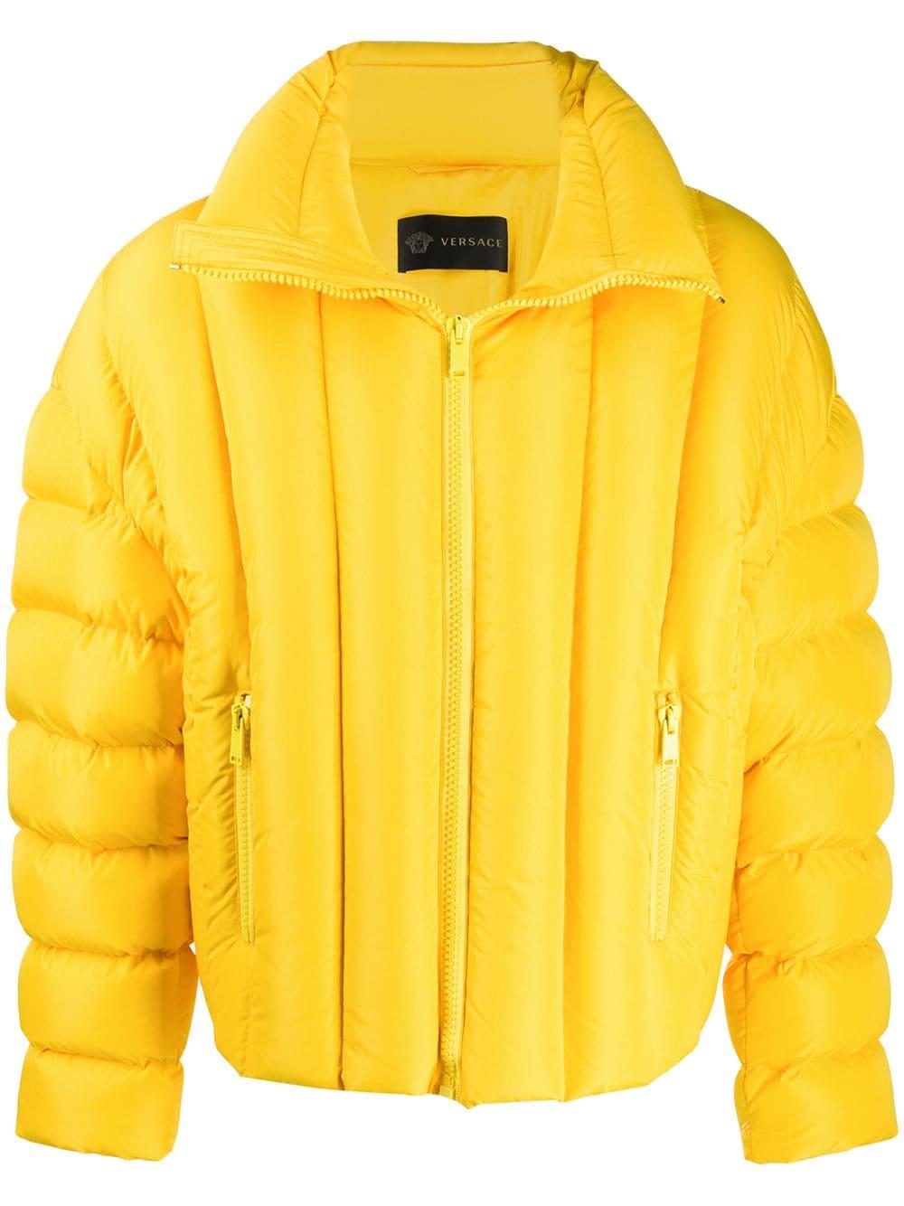 Versace Synthetic Quilted Logo Print Puffer Jacket in Yellow for Men - Lyst