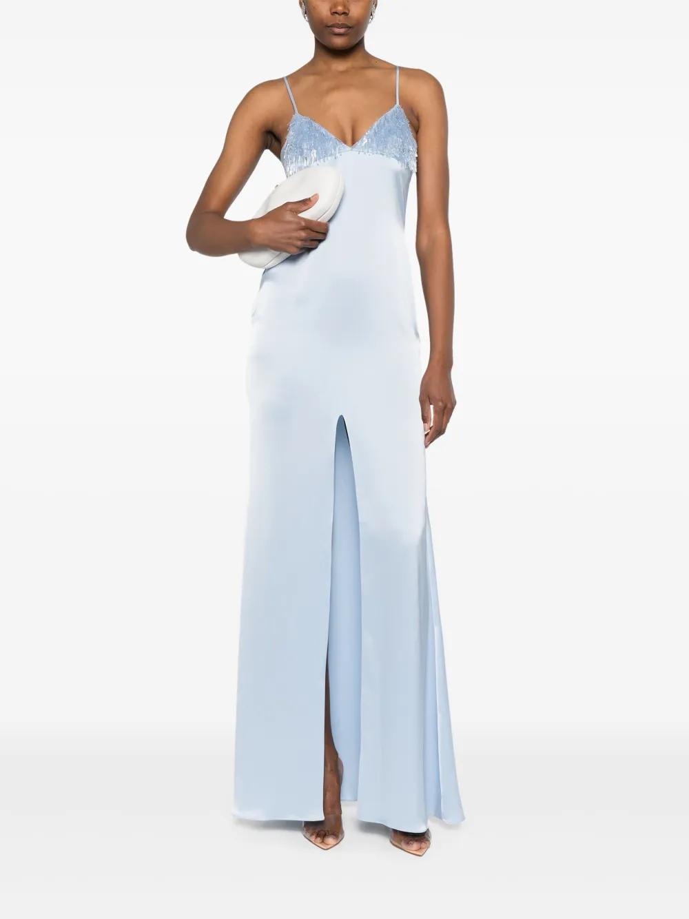 David Koma Satin Maxi Dress in Blue | Lyst