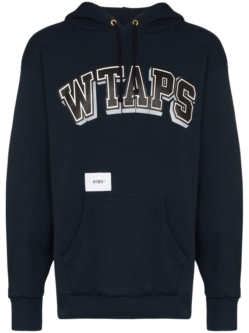 WTAPS Cotton Logo-print Hoodie in Blue for Men - Lyst
