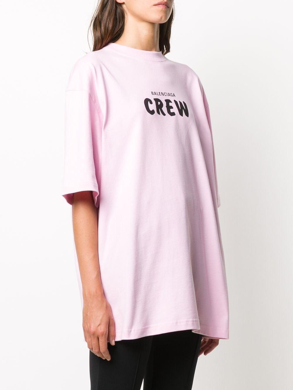 Balenciaga Cotton Crew Logo Print T-shirt in Pink - Lyst