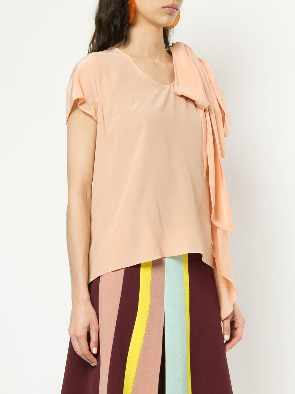 Delpozo Silk Bow Detail Blouse in Pink - Lyst