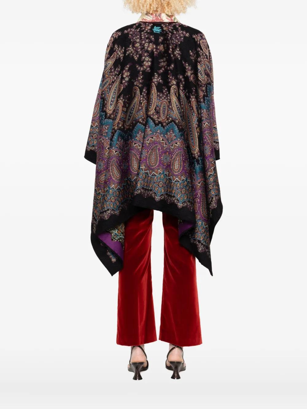 【送料&関税込】Etro Paisley Printed Asymmetric Poncho Paisley printed silk chiffon poncho - ETRO - MULTI COLOURED
