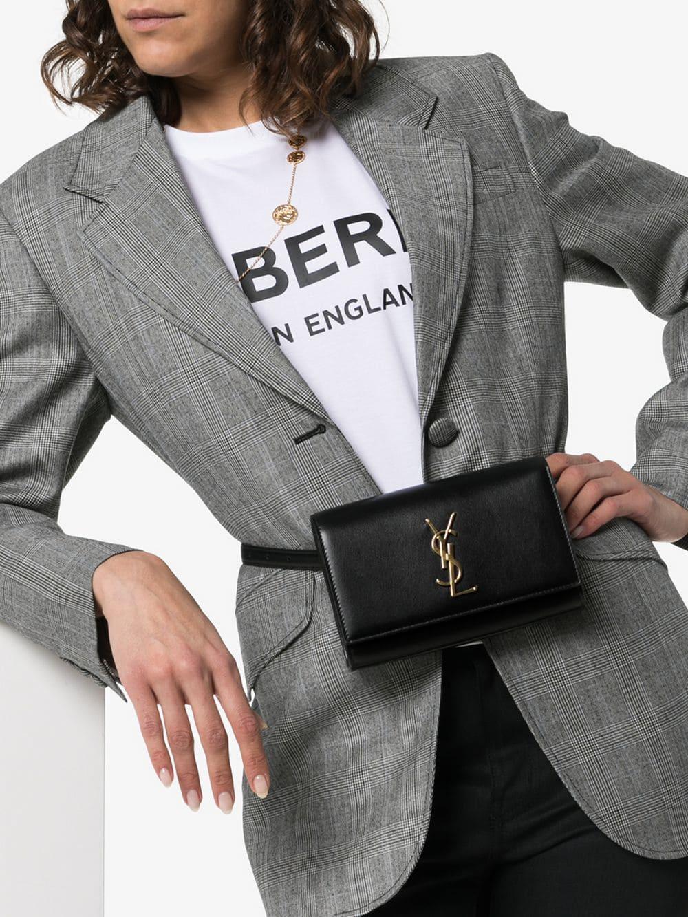 Saint Laurent Black Mini Ysl Leather Belt Bag