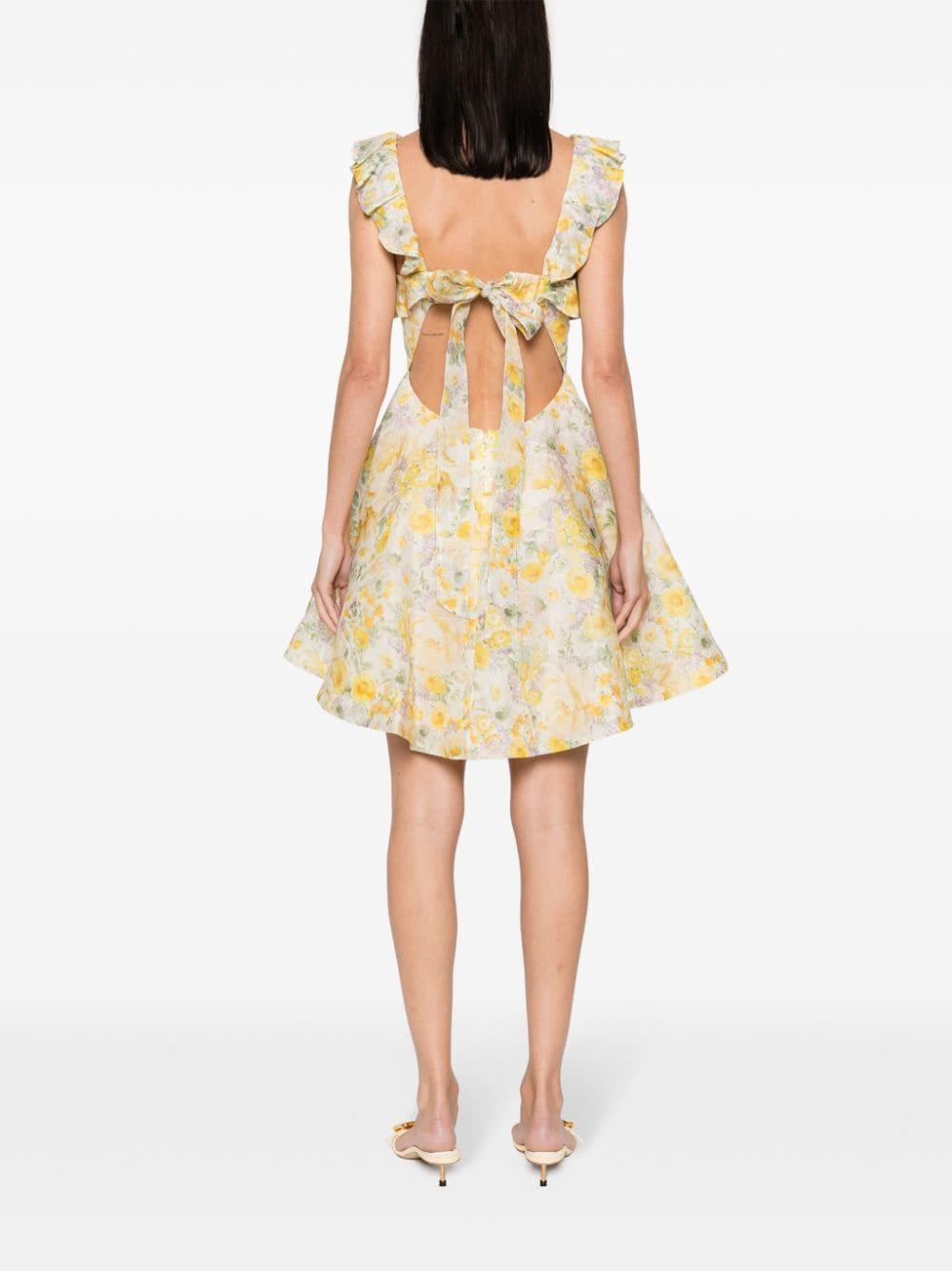 Zimmermann Harmony Frilled Mini Dress With Citrus Garden Print in Yellow |  Lyst