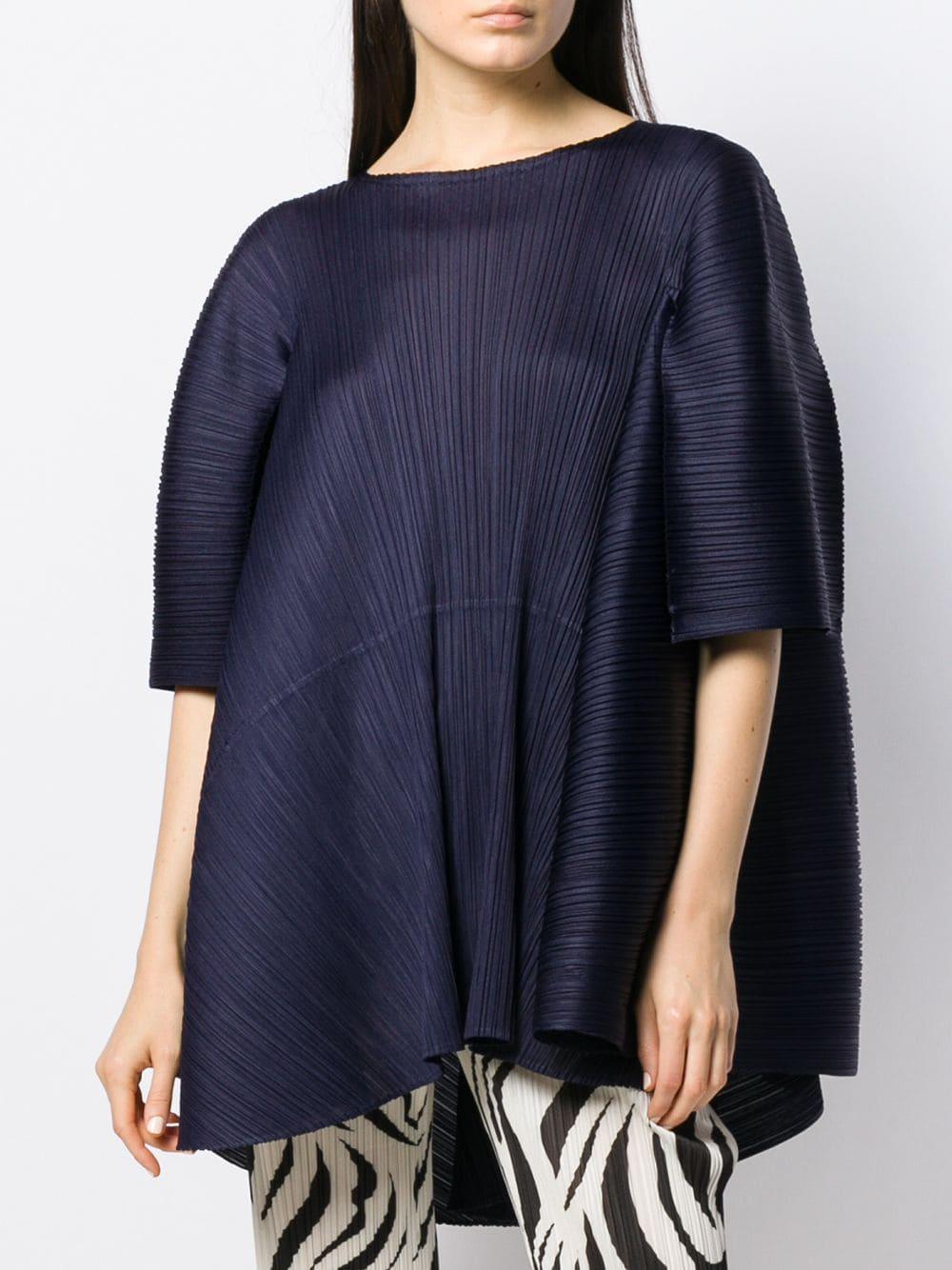 Pleats Please Issey Miyake Oversized Pleated Top in Blue - Lyst