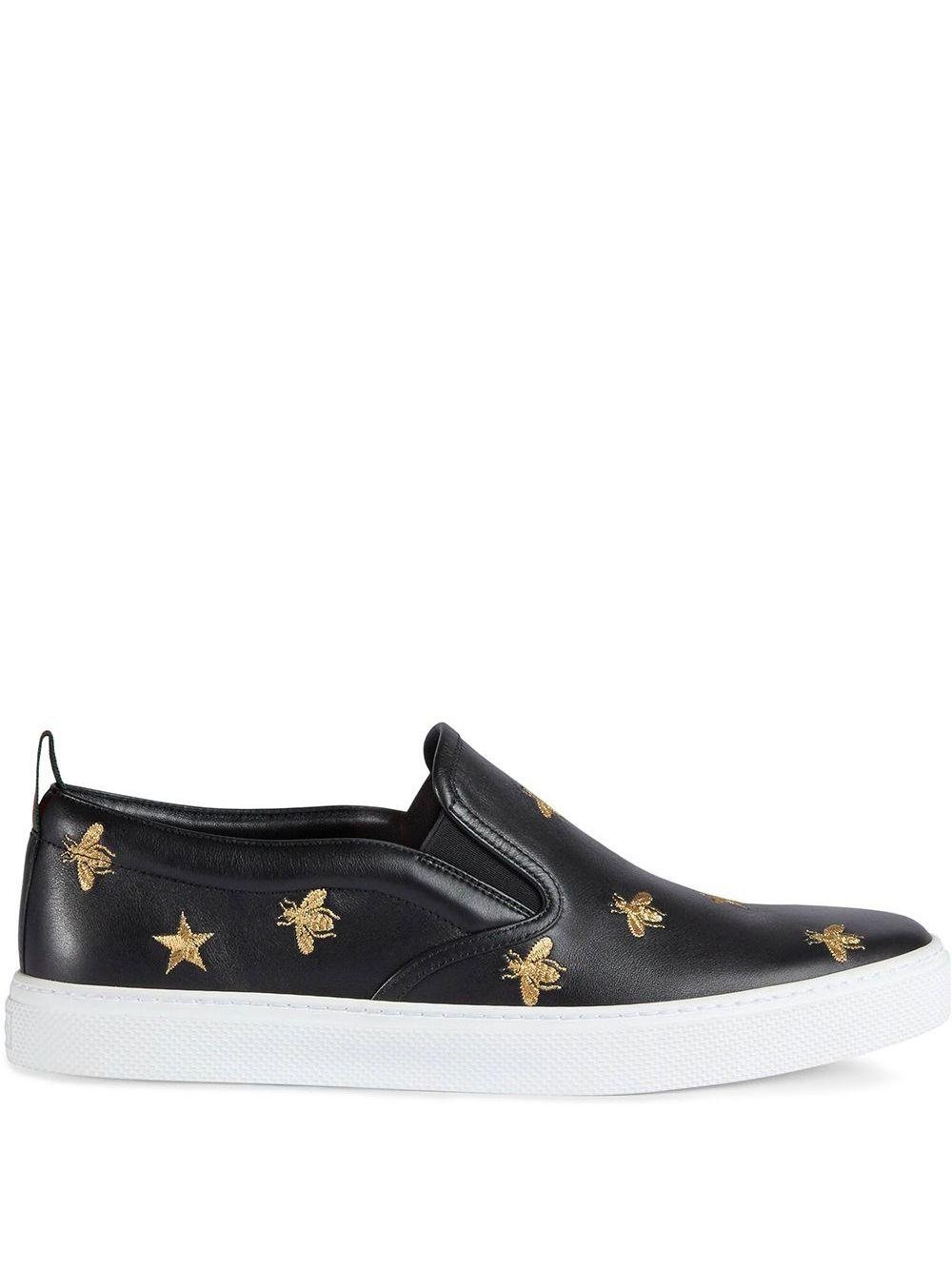 Gucci New Ace Bee Star Leather Trainers in Black for Men