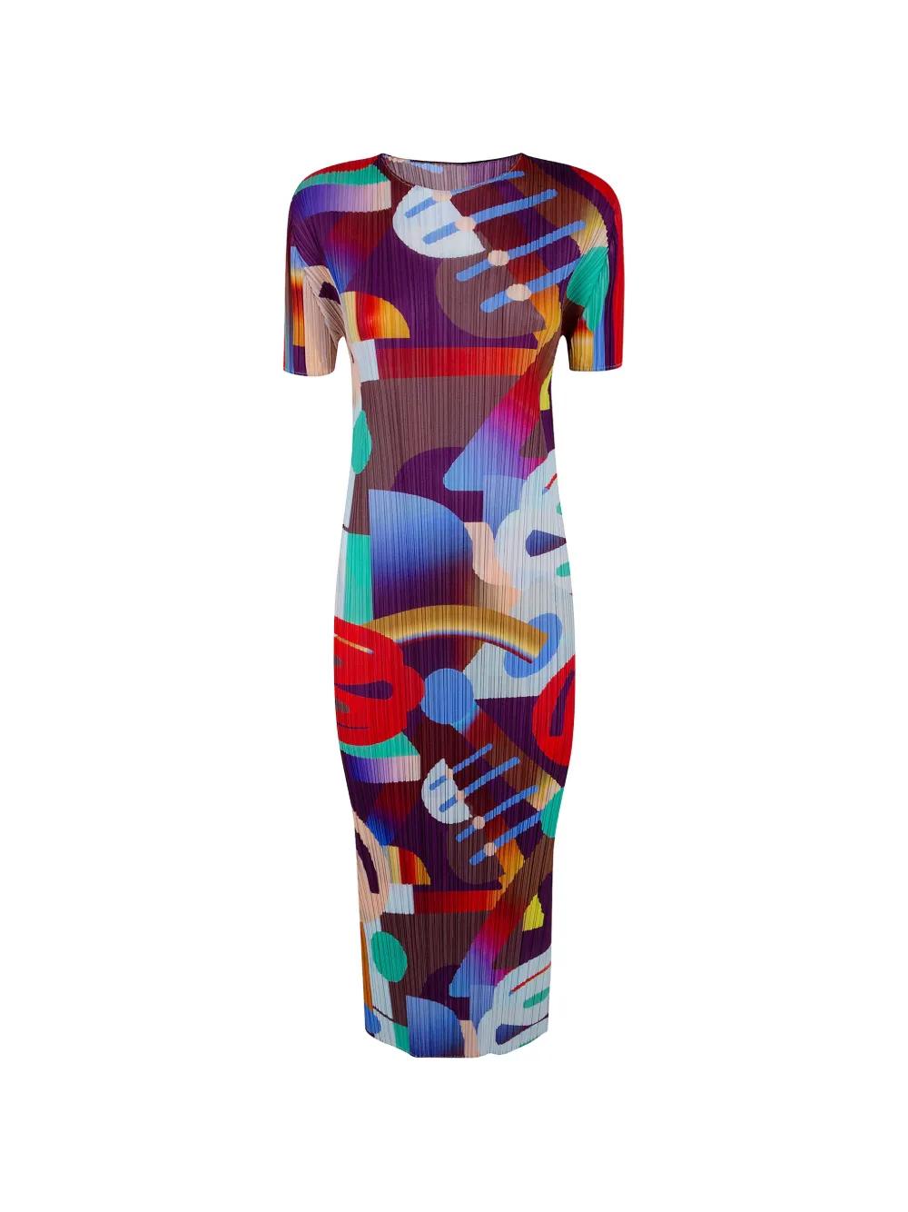 open lace back dress PLEATS PLEASE Issey Miyake - Pleated Long Sleeved Dress in Black main image 0