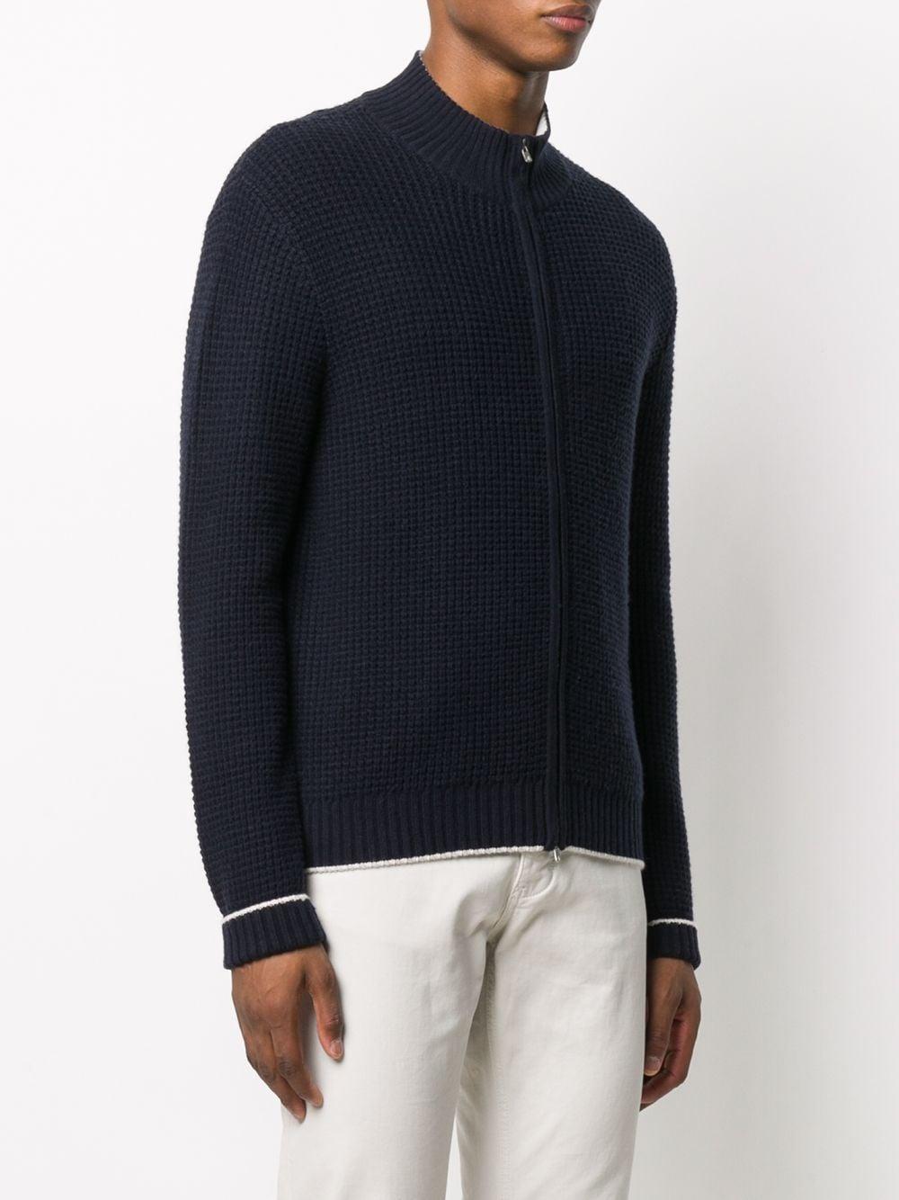 N.Peal Cashmere Wool Waffle Knit Zip-up Jumper in Blue for Men - Lyst
