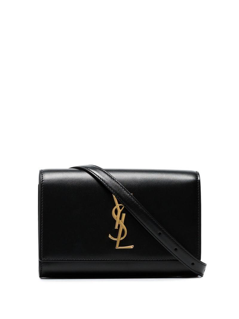 Saint Laurent Black Mini Ysl Leather Belt Bag Lyst