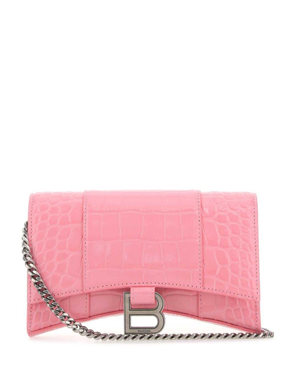 Balenciaga レディース ピンク アワーグラス チェーンウォレット 