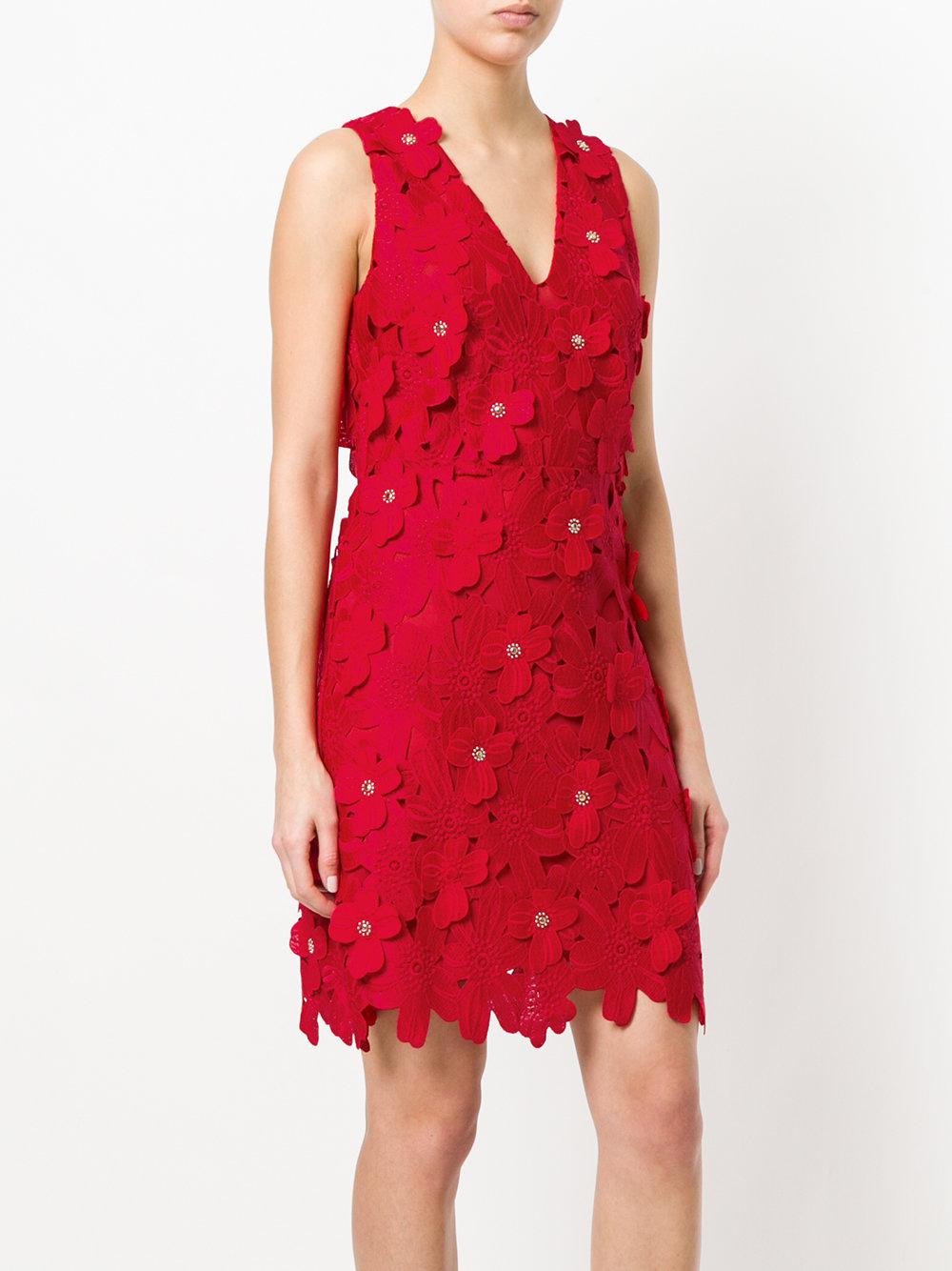 MICHAEL Floral Appliqué Lace Dress in Red Lyst Canada