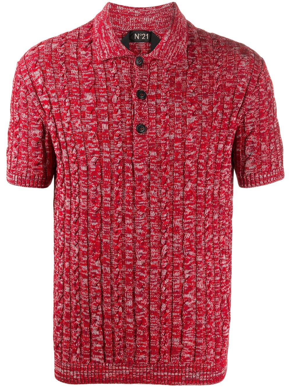 N°21 Cotton Cableknit Polo Shirt in Red for Men Lyst