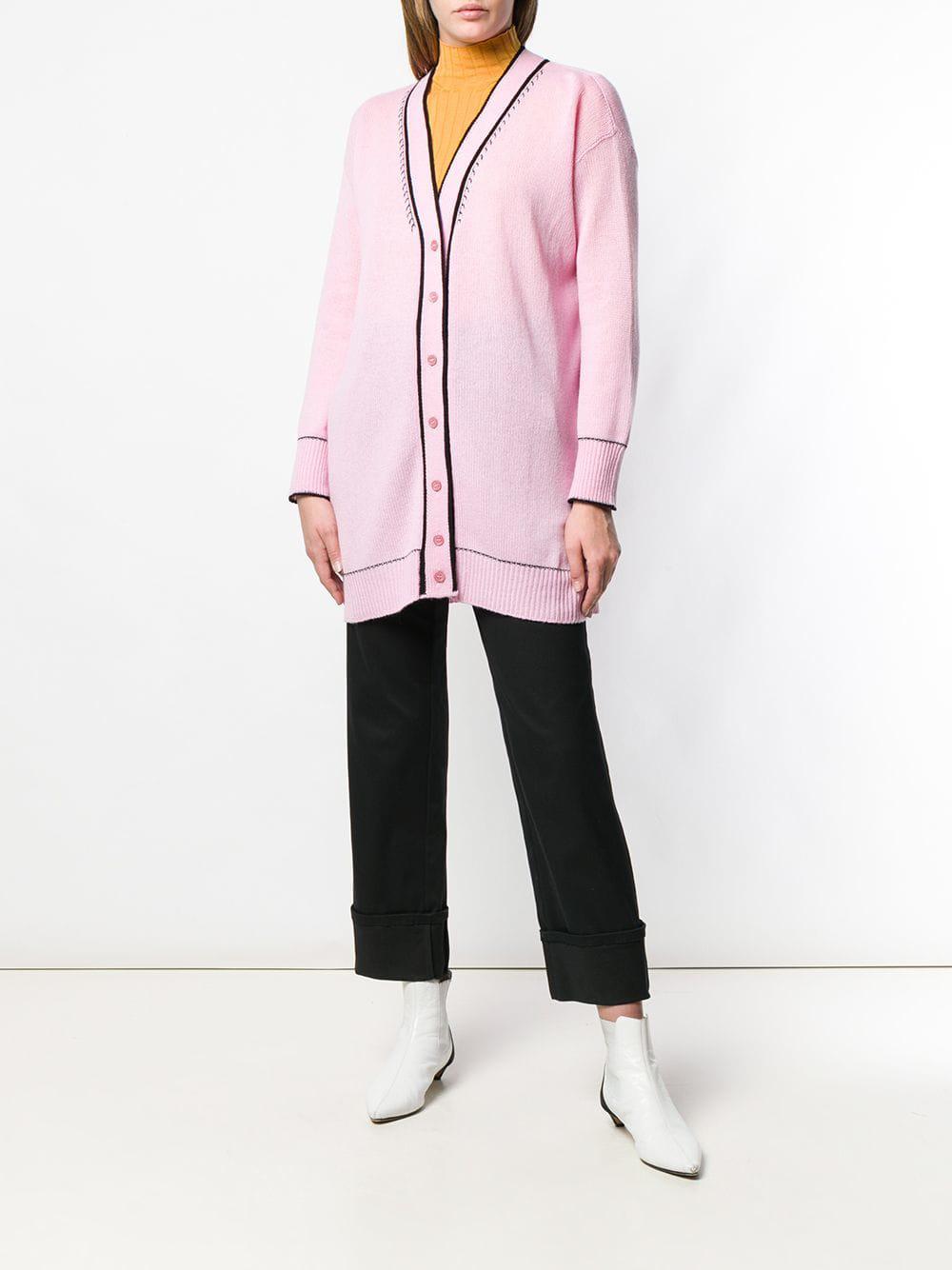 Marni Cashmere Contrast Trim Cardigan in Pink - Lyst