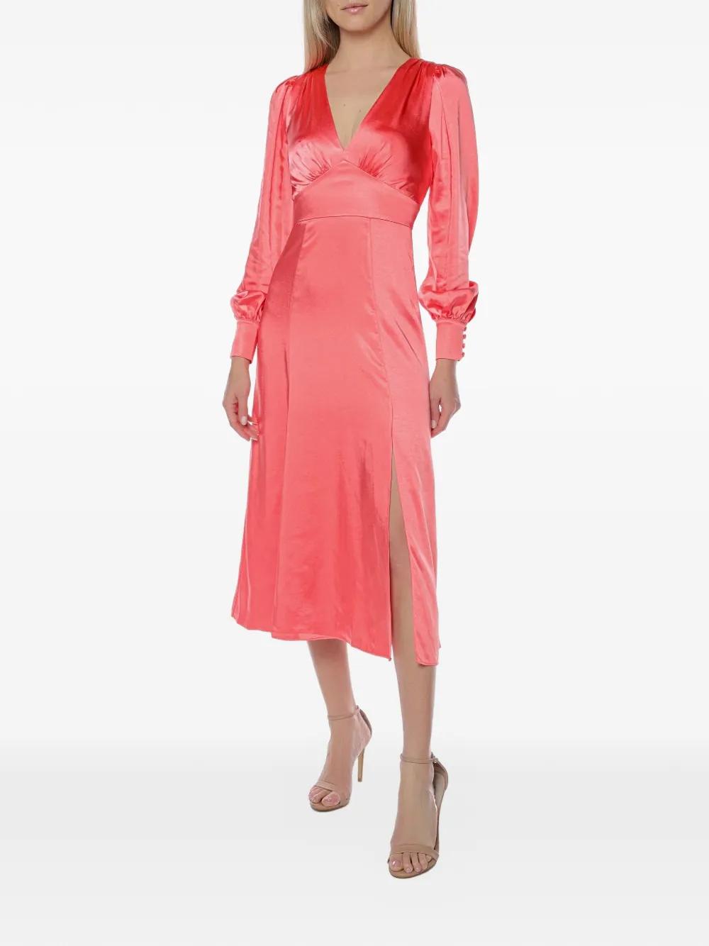 ted baker red silk dress TED BAKER Red Neenha Keyhole Wrap Belted Pleated Skirt Midi Dress 2TB = 6  US = S