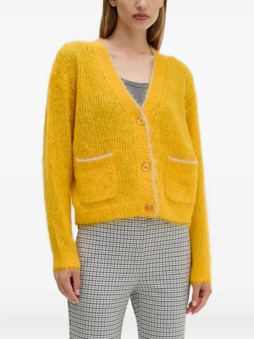 American Vintage Cardigan Gelbe Strickjacke Lang Damen