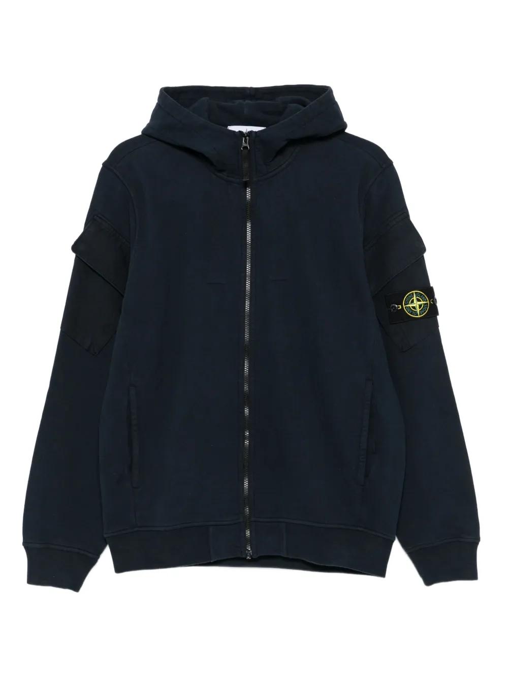 Stone Island 6100021 Hooded Pocket Zip-Up Sweatshirt in Blue for