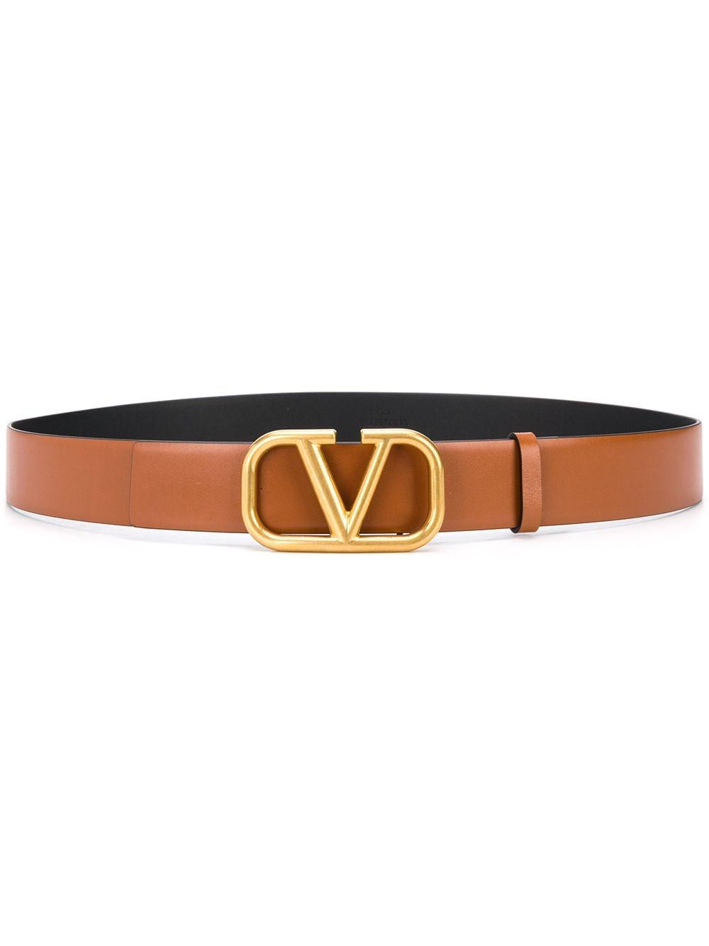 Valentino Garavani Leather Vlogo Belt in Brown for Men - Lyst
