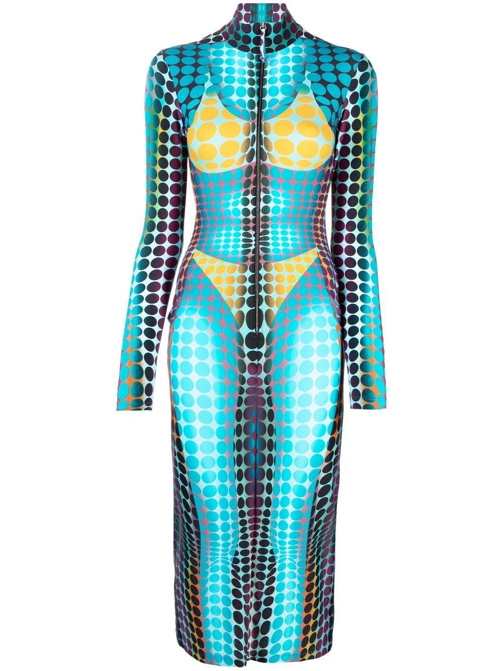 Jean Paul Gaultier Dot-print Midi Dress in Blue | Lyst