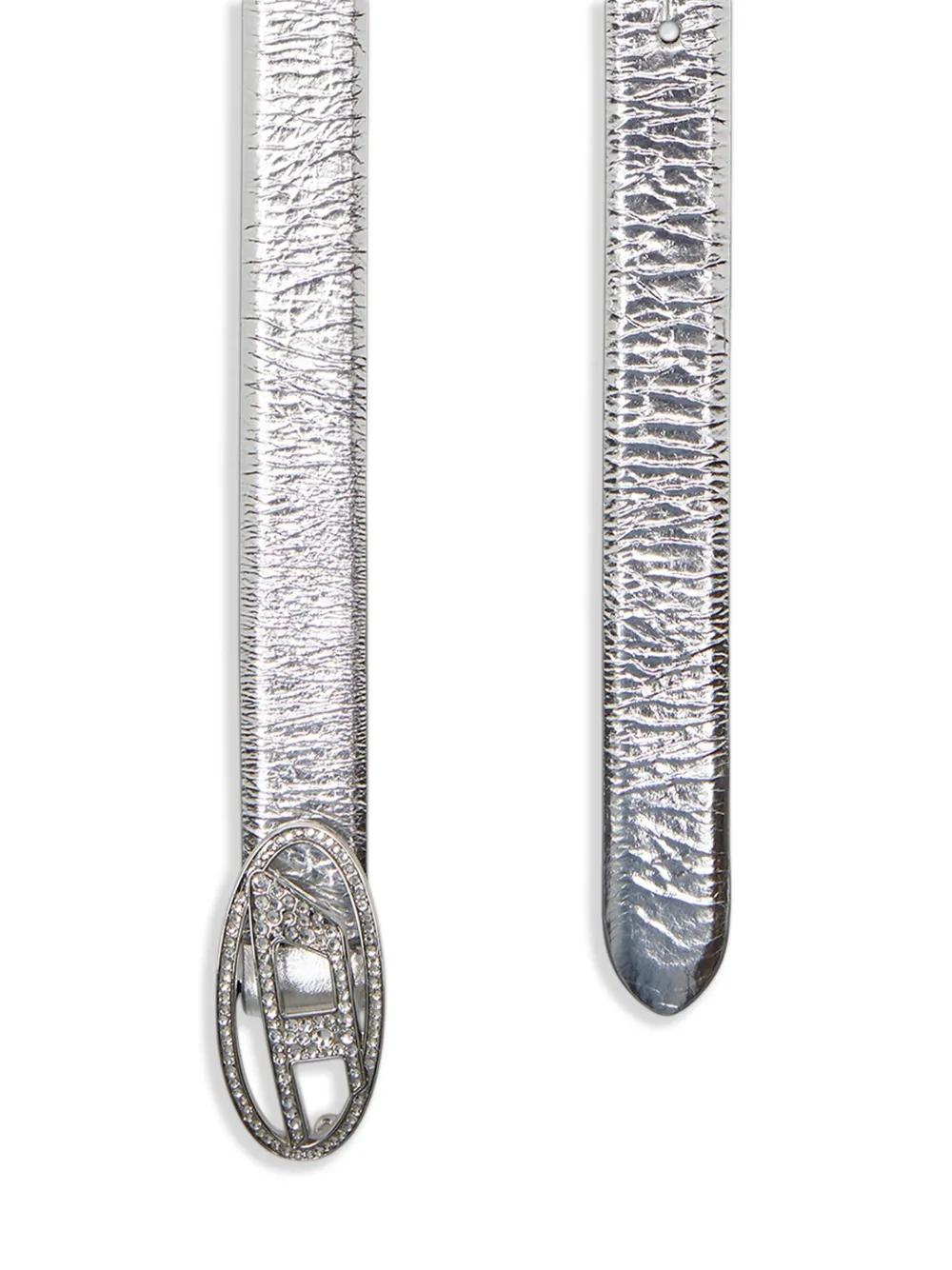 DIESEL B-1Dr Strass 20 Leather Belt in White | Lyst