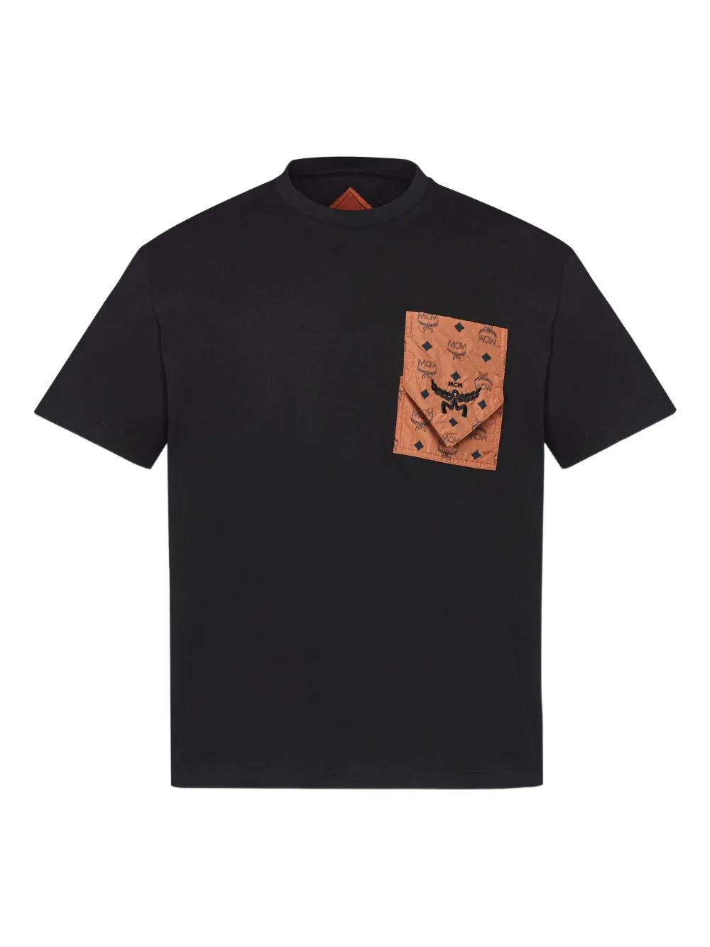 Tシャツ・カットソー MCM SS25 T-shirts (MHTFSMM05 BLACK) XX-Large Silket Logo T-Shirt w/ Zip Pocket Black | MCM ®US