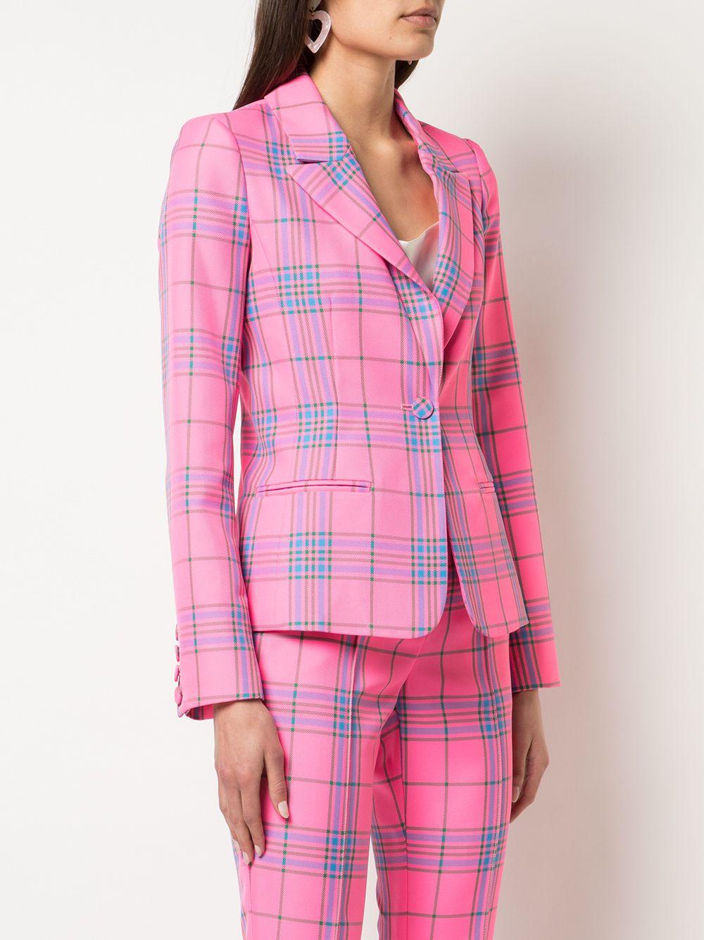 Synthetic Waverly Plaid Blazer in Pink 
