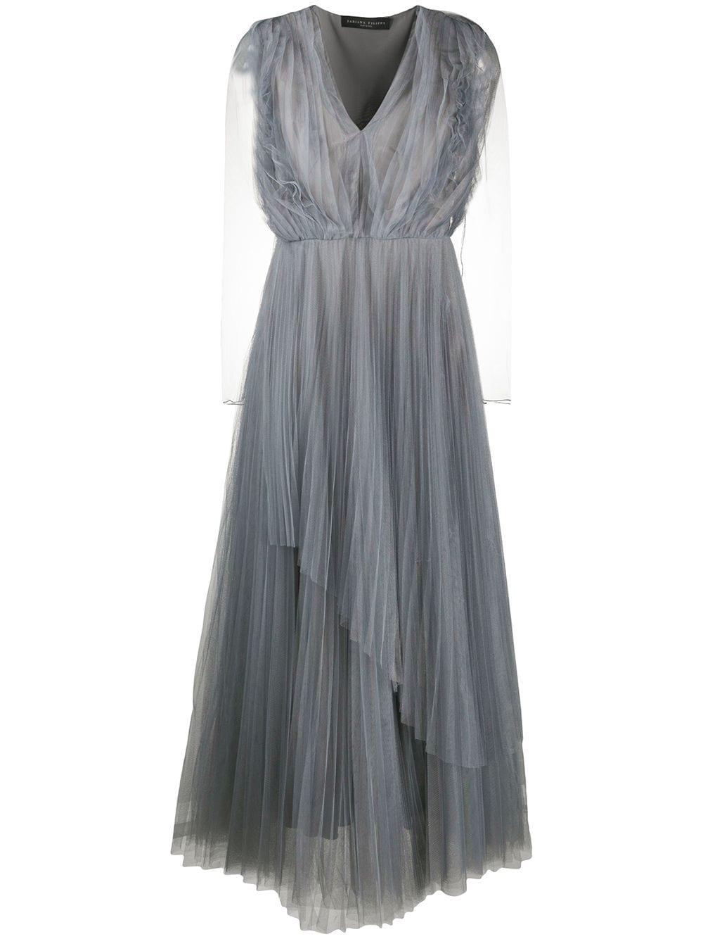Fabiana Filippi Pleated Tulle Dress in Grey (Gray) Lyst