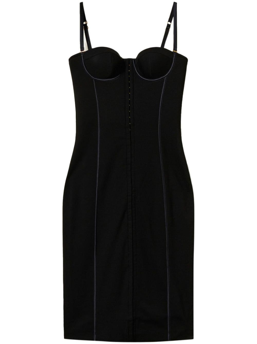 Twin Set Hooked Bustier Midi Dress in Black Lyst UK