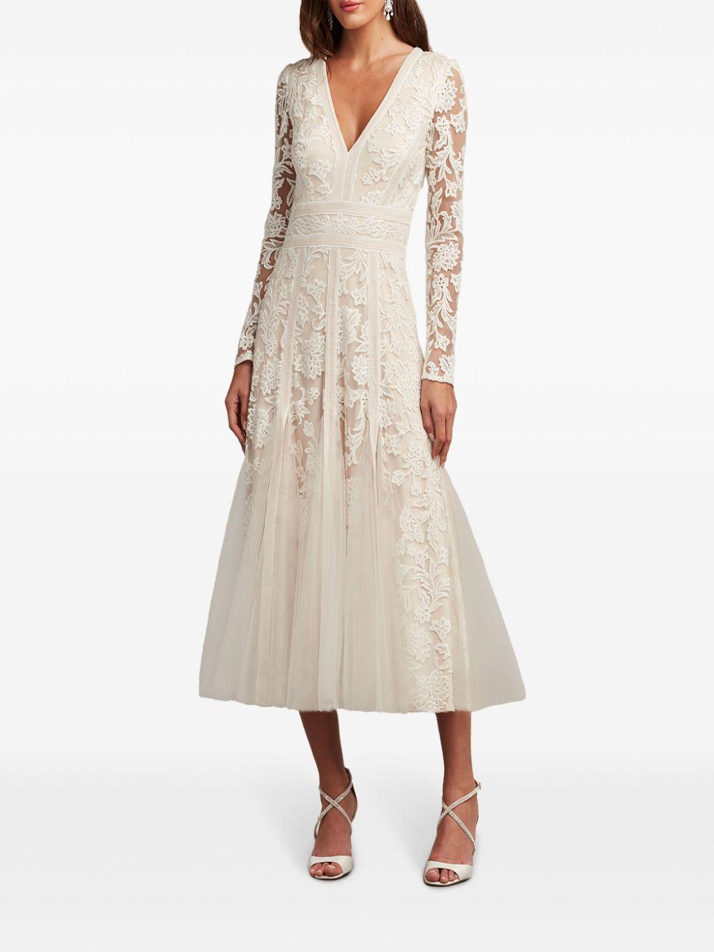 Tadashi Shoji Rafferty Lace Midi Dress in Natural | Lyst
