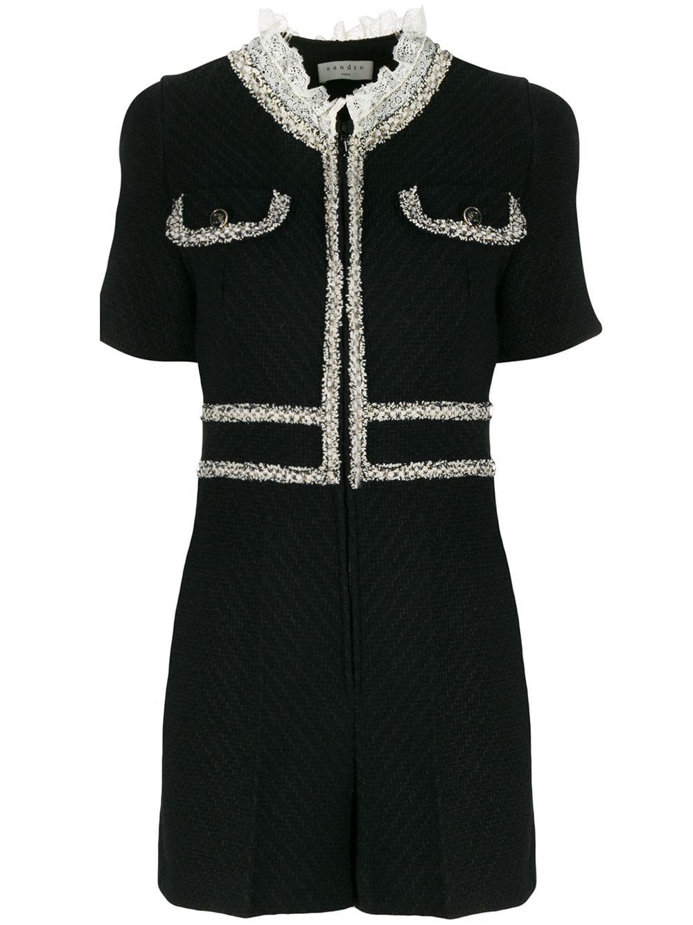 Sandro Lace Collar Playsuit in Black | Lyst