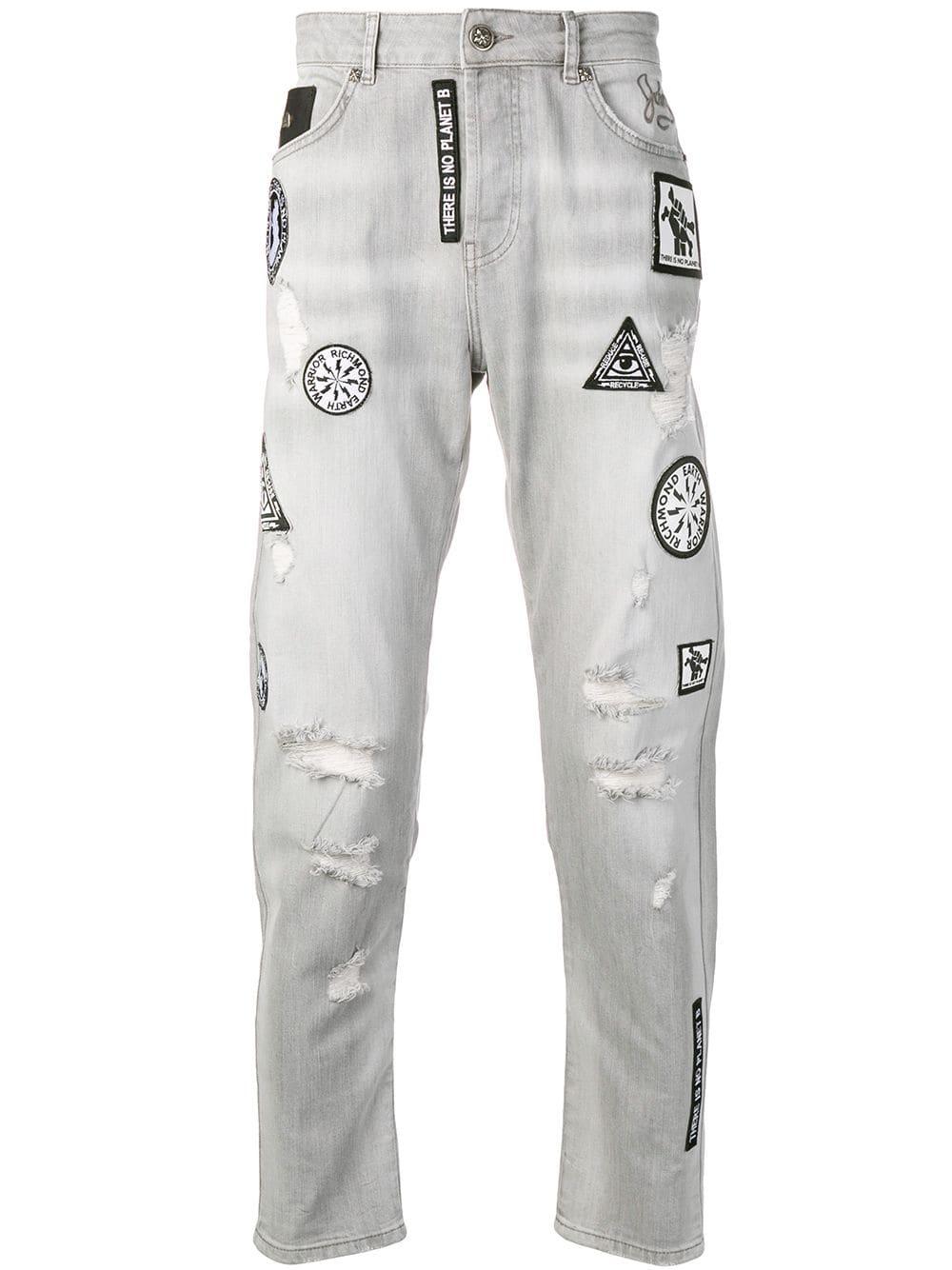 John Richmond Denim Patchwork Jeans in Grey (Gray) for Men - Lyst