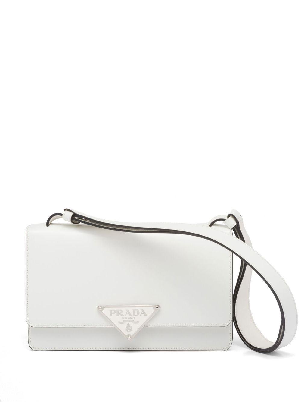 Prada Emblème Brushed-leather Bag in White | Lyst