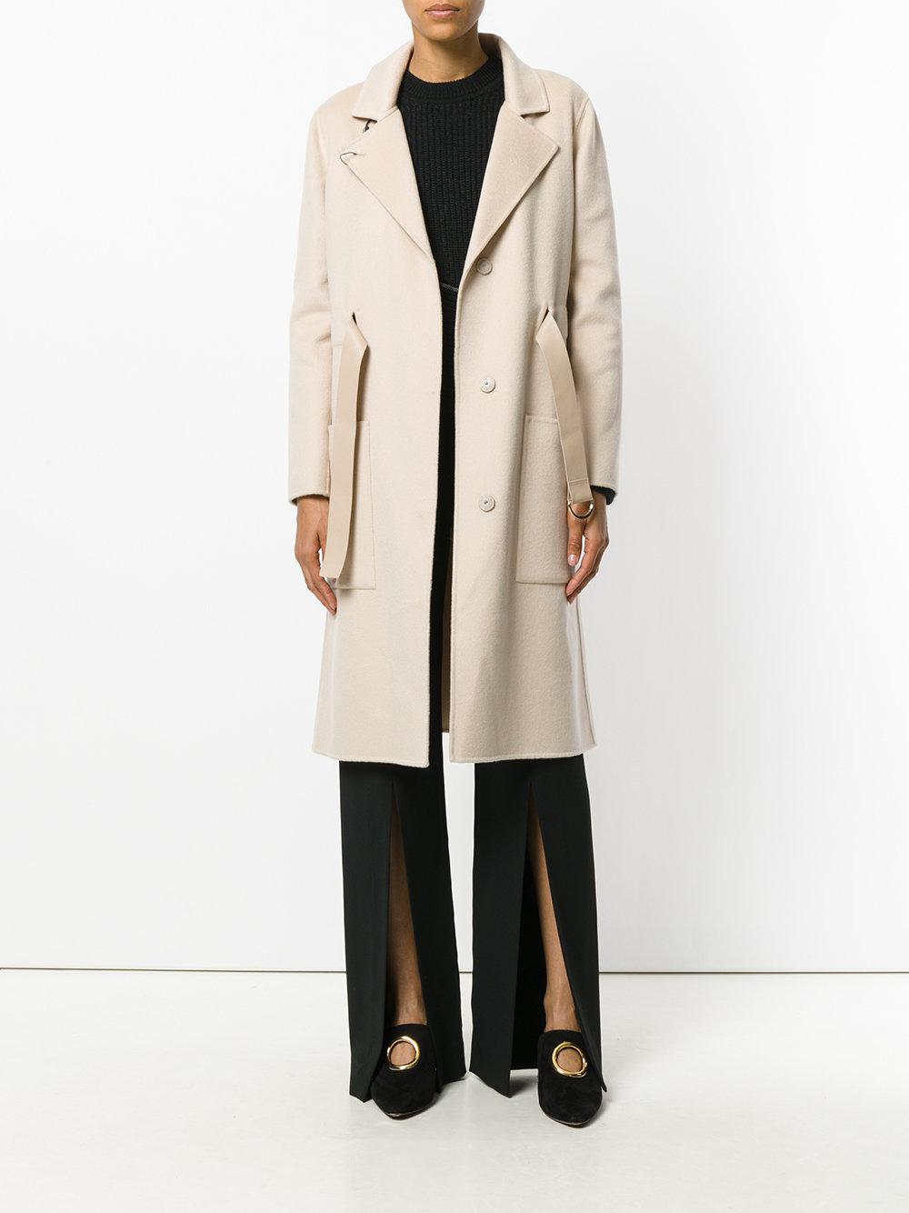 Lyst - Emporio Armani Belted Coat in Natural