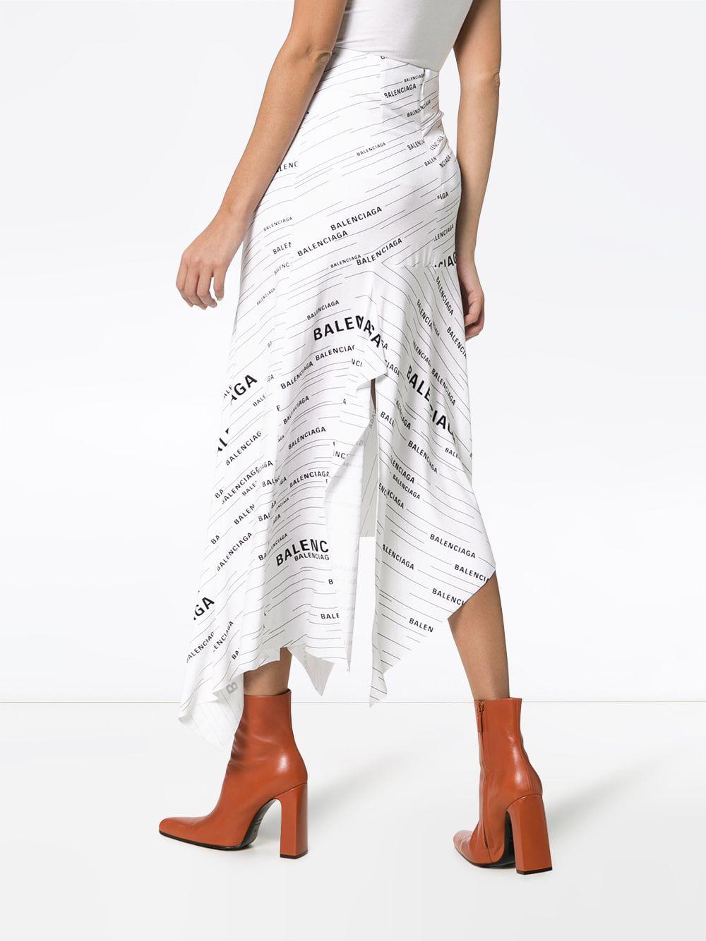 Balenciaga Logo Strips Print Pleated Midi Skirt  Bergdorf Goodman
