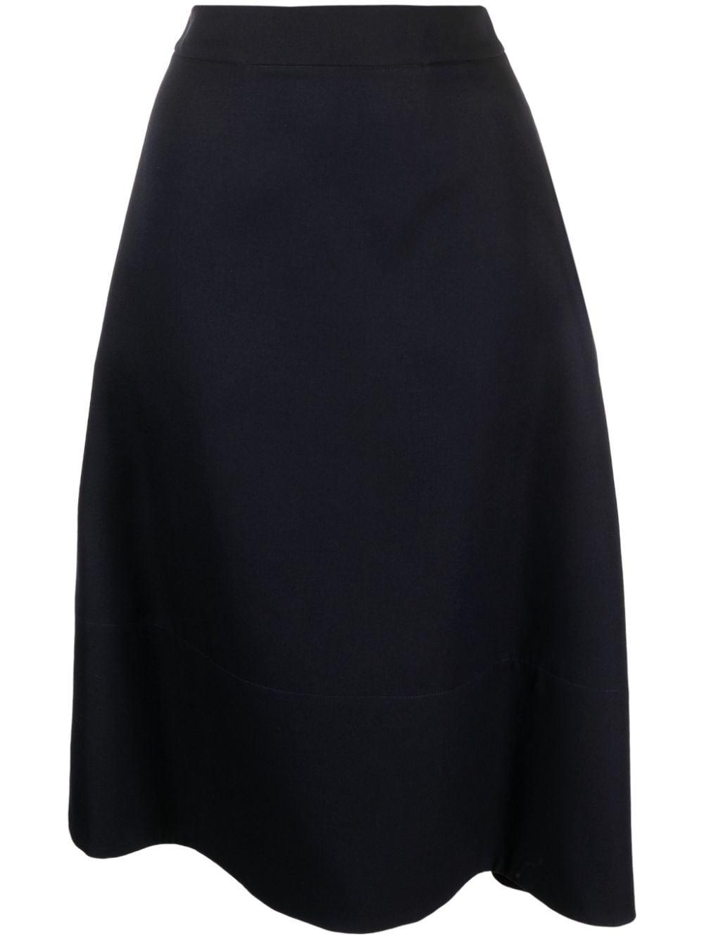 Jil Sander Virgin Wool Asymmetric-hem Midi Skirt in Blue | Lyst UK