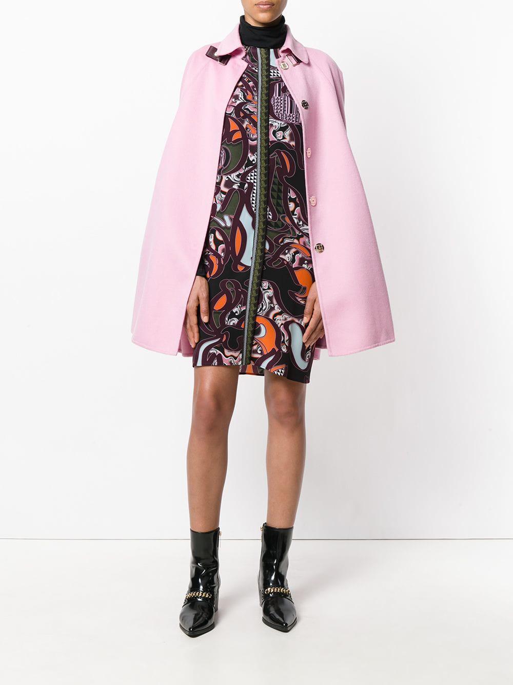 Versace Cashmere Cape Coat in Pink - Lyst