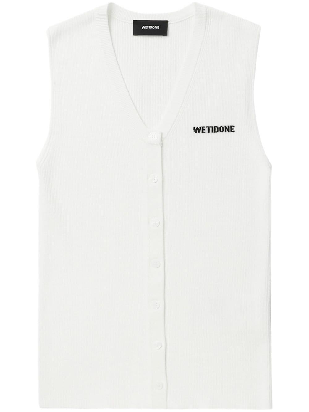 we11done Logo-intarsia Knitted Vest in White | Lyst UK