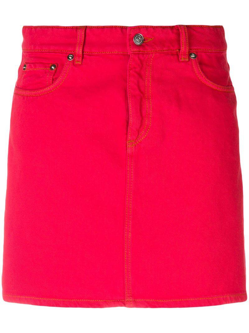Gonna cortaGanni in Denim di colore Rosso | Lyst