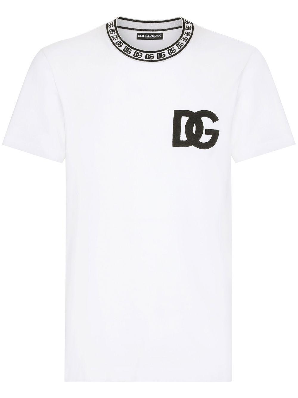 Dolce & Gabbana Cotton Round-neck T-shirt With Dg Embroidery in White for  Men | Lyst