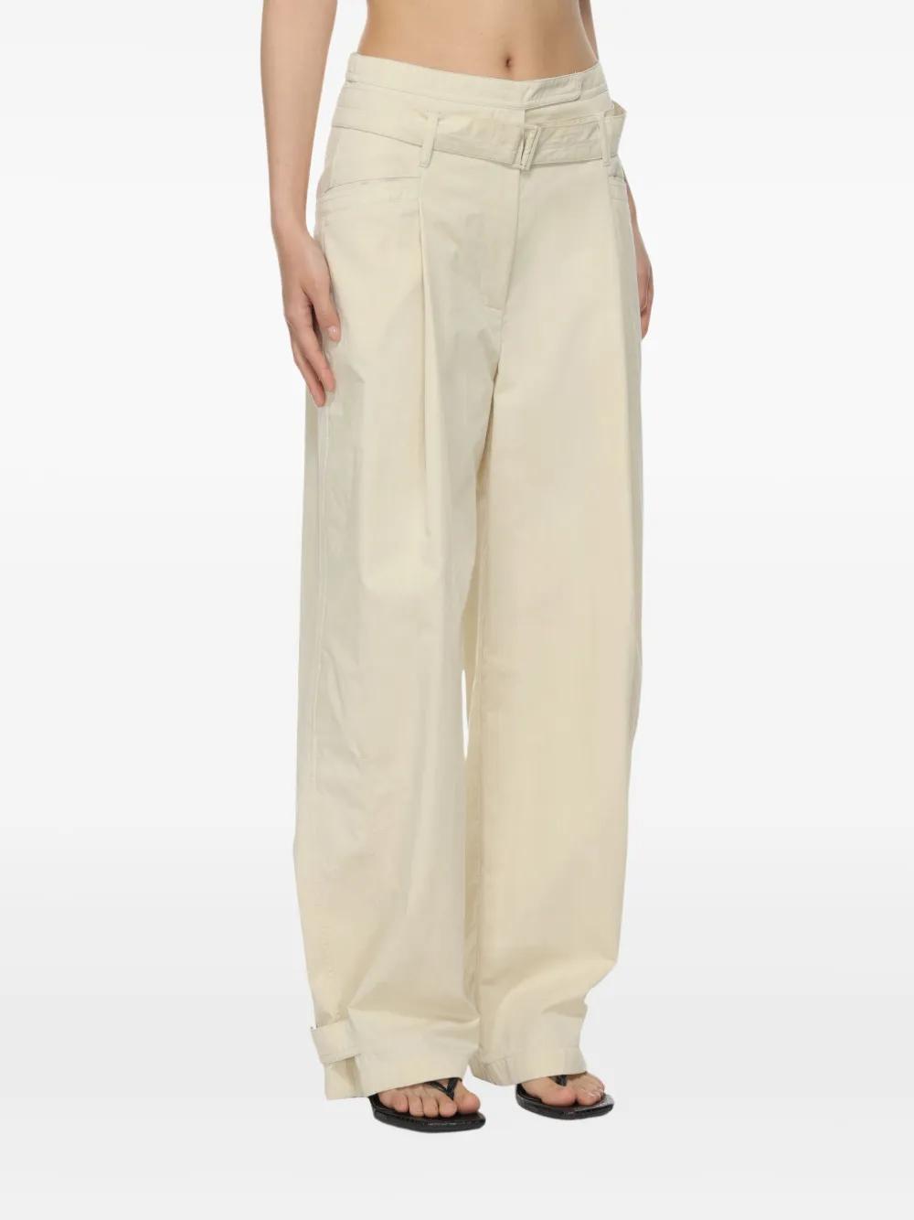 Low Classic Double Belted Point Trousers in Natural | Lyst