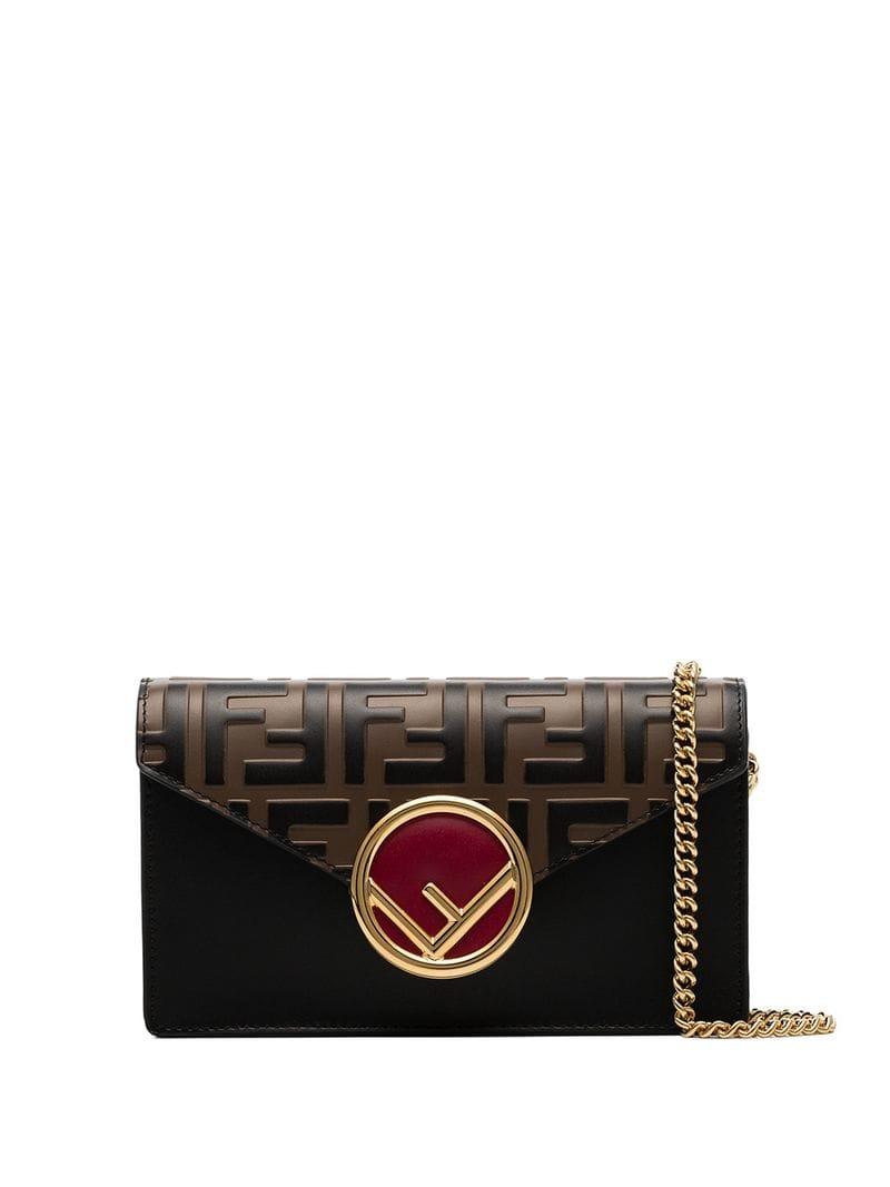 Fendi Black, Brown And Red Ff Logo Leather Belt Bag | Lyst
