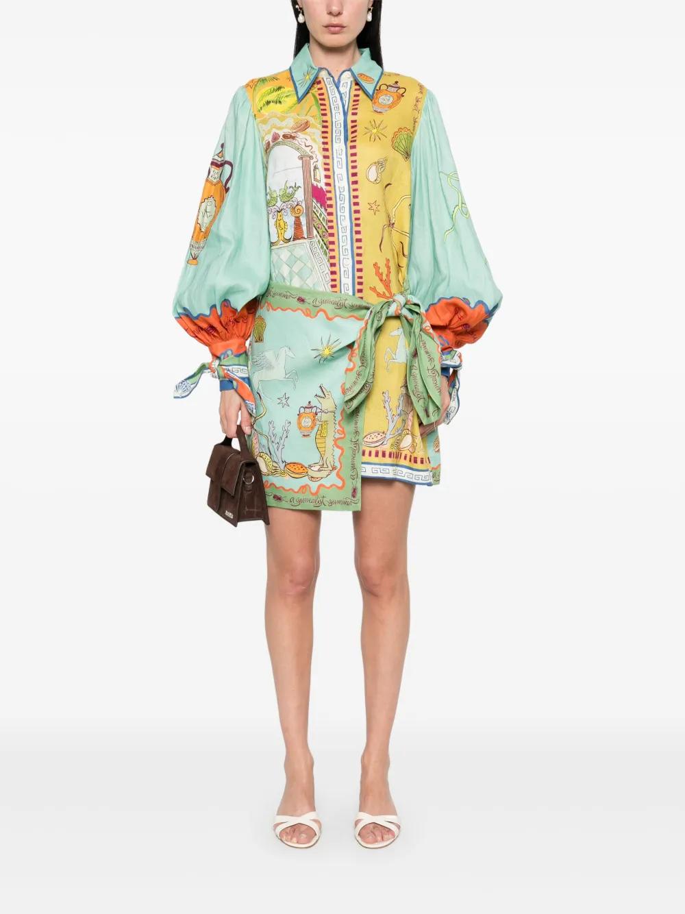 ALMAIS Surrealist Summer Mini Shirtdress in Green | Lyst ALMAIS Surrealist Summer Mini Shirtdress in Green | Lyst