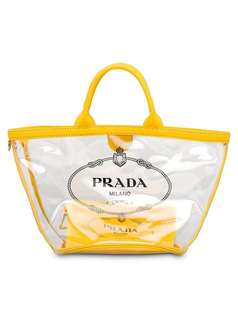 Borsa con logo trasparente di Prada in Giallo | Lyst