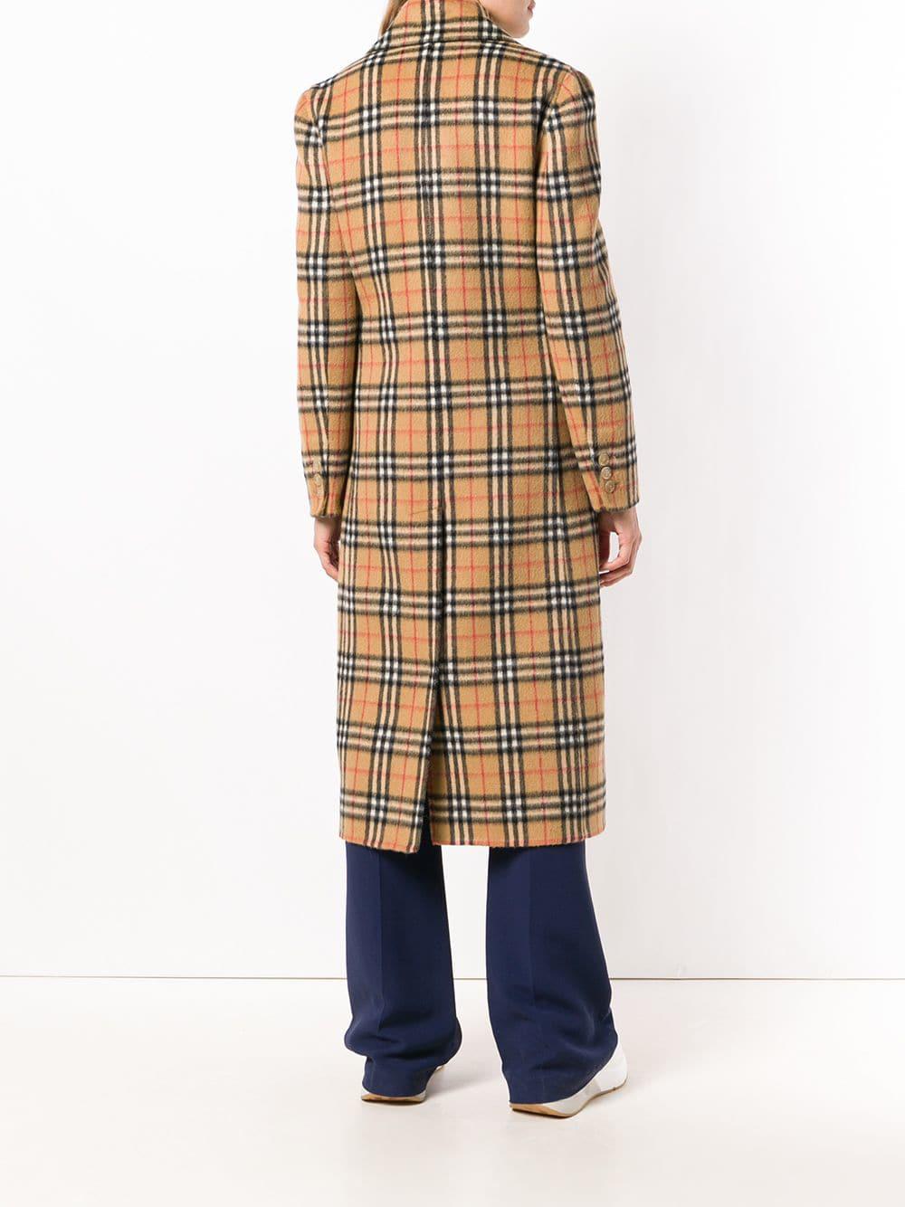 Burberry Vintage Check Alpaca Wool Tailored Coat in Brown | Lyst